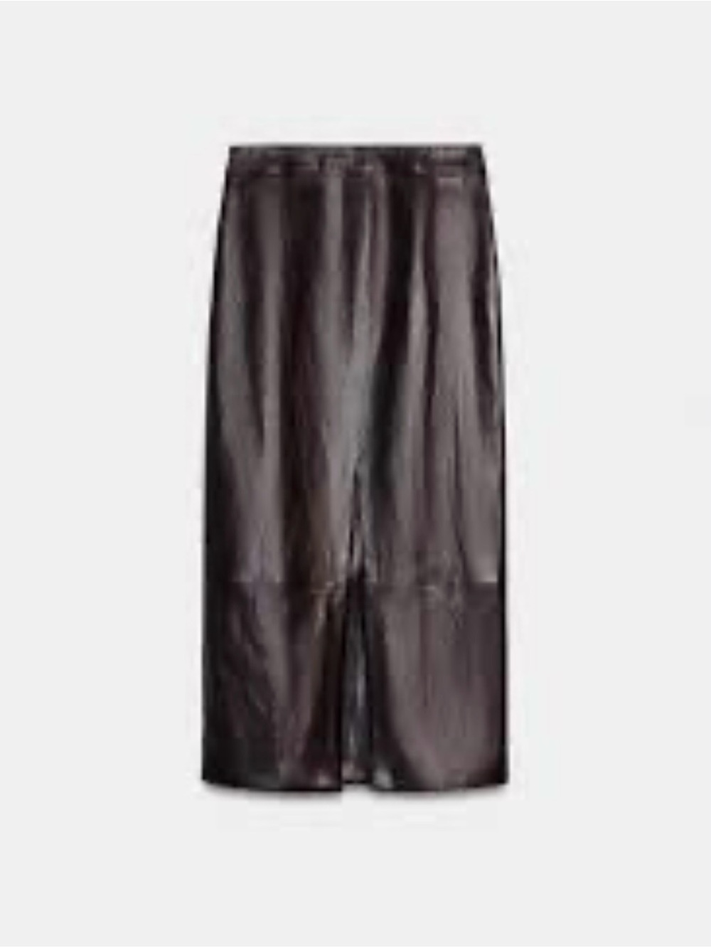 Zara Dark Brown Faux Leather Midi Pencil Skirt